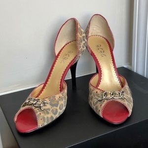 BCBG Paris Leopard Open Toe Heels NWOT